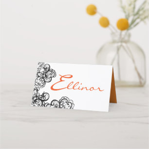 Carte De Placement illustration d'halloween avec dentelle noire