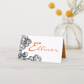 Carte De Placement illustration d'halloween avec dentelle noire