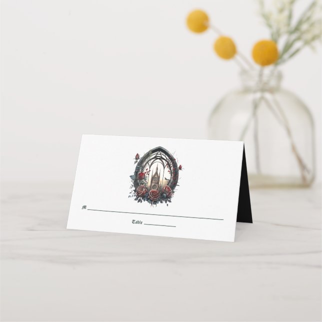 Carte De Placement Imaginaire foncé Fenêtre Château Mariage gothique (Devant)