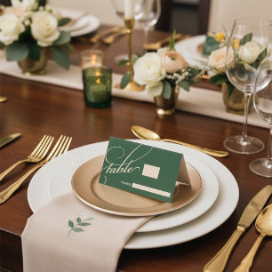 Carte De Placement Initiales empilées en vert forestier Mariage Monog