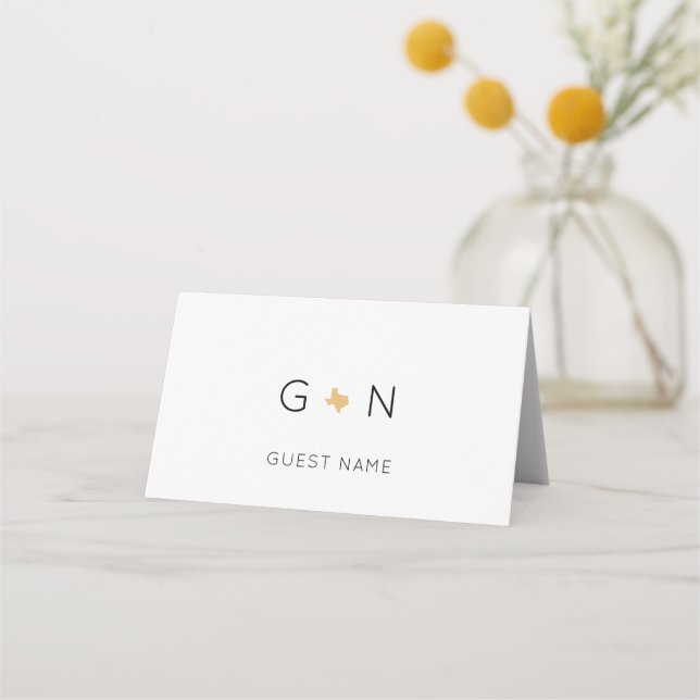 Carte De Placement Initiales personnalisées Monogramme Mariage Texas (Devant)