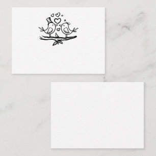 Carte De Placement Inséparables mignons Noir Blanc Lovebirds Mariage