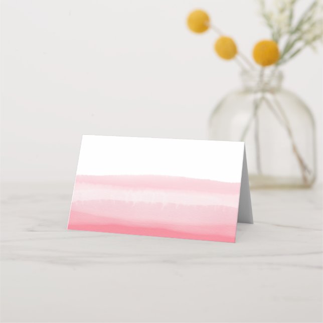 Carte De Placement Invité de la table blanche d'aquarelle Ombre rose (Devant)