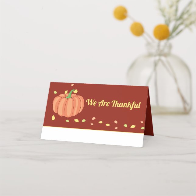 Carte De Placement Invités de Thanksgiving Nom Citrouille Fall (Devant)
