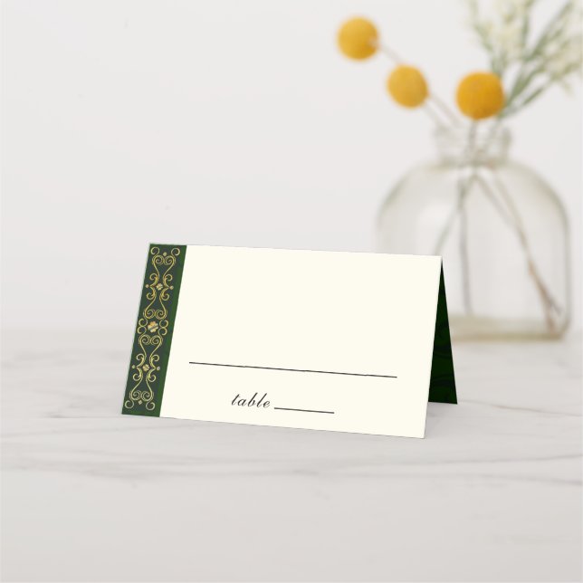 Carte De Placement Irlandais Gold Dark Green Mariage d'oeuvres créati (Devant)