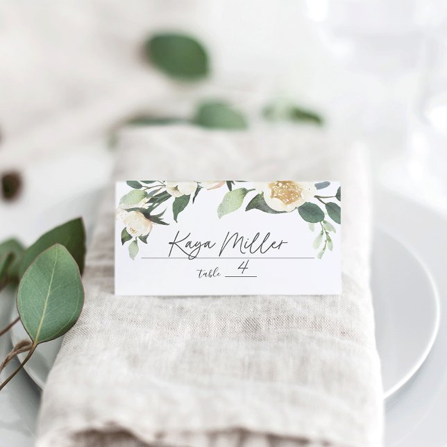 Carte De Placement Ivory Bloom | Mariage floral aquarelle (Créateur téléchargé)