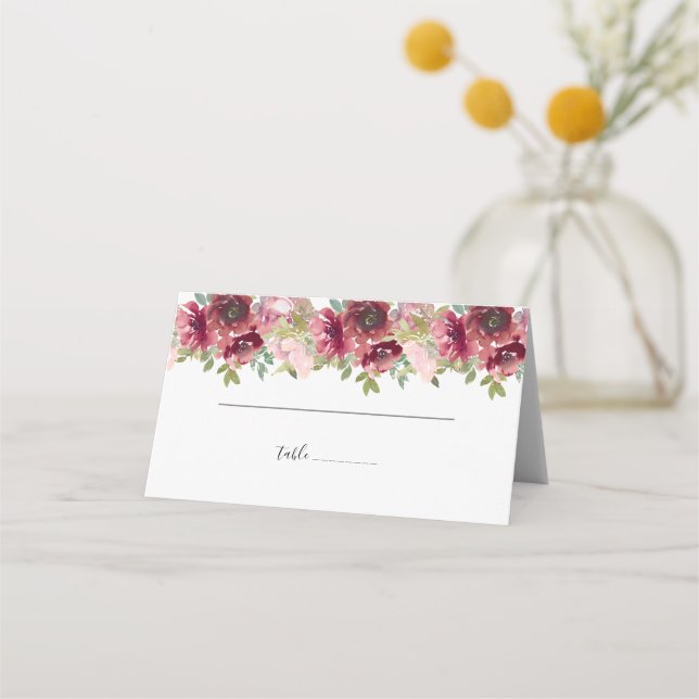 Carte De Placement Jardin d'été Aquarelle Mariage floral (Devant)