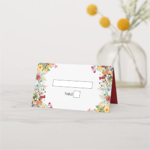 Carte De Placement Jardin Floral Fleurs Colorées Mariage