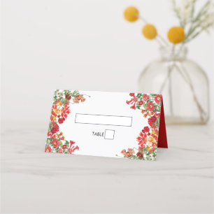 Carte De Placement Jardin Floral Rouge Mariage de fleurs botaniques