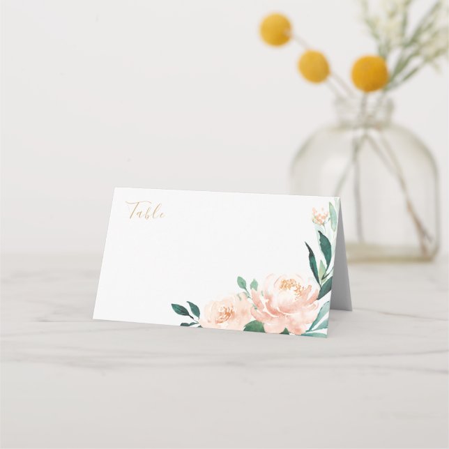 Carte De Placement Jardin romantique pêche mariage floral carte place (Devant)