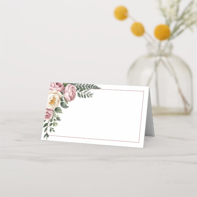 Carte De Placement Jardin rose romantique pivoine et Rose Mariage flo (Devant)