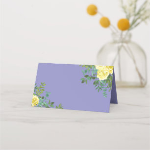 Carte De Placement Jaune clair et périphérique Rose bleu Mariage flor