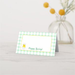 Carte De Placement Jaune Happy Spring Chick Vérification Verte