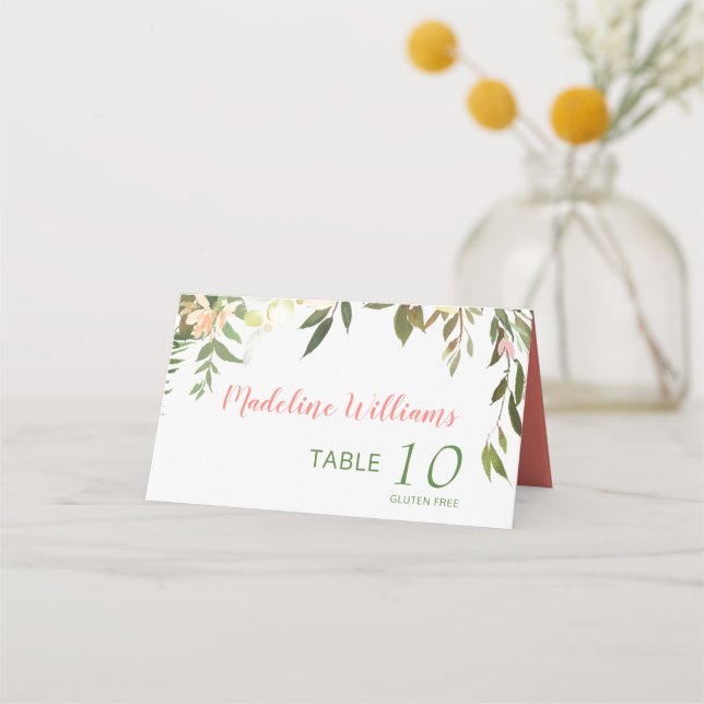 Carte De Placement Joli Boho Creme Rose Mariage (Devant)