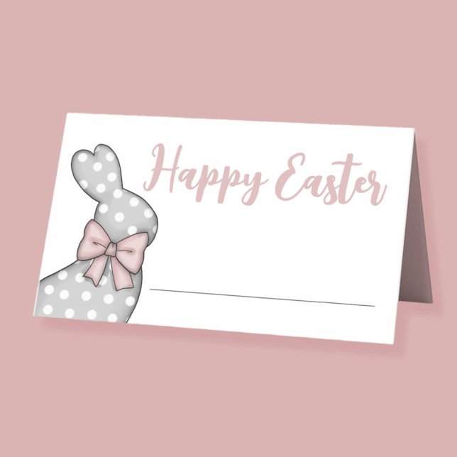 Carte De Placement Joli lapin rose Pâques (Cute Pink Bunny Happy Easter Place Card)