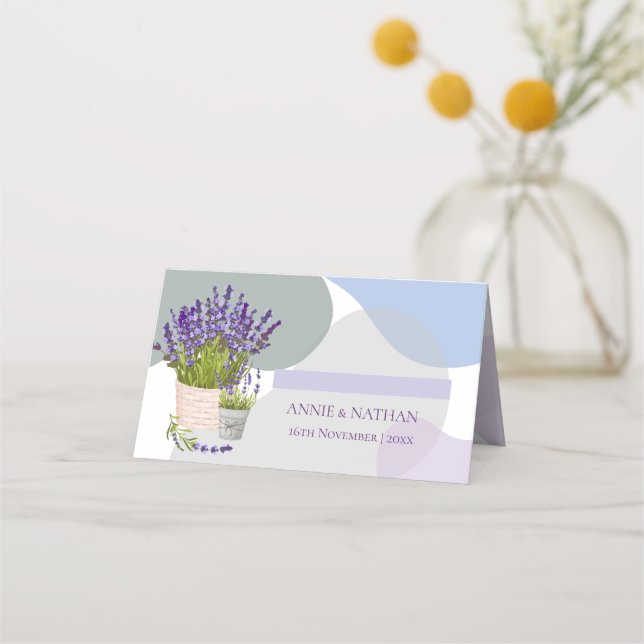 Carte De Placement Joli Mariage Floral de Lavande Violet (Devant)
