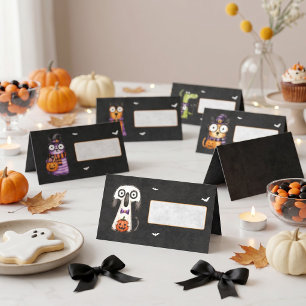 Carte De Placement Jolie fête Halloween aquarelle effrayante