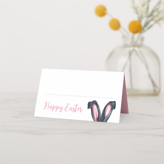Carte De Placement Jolies oreilles roses de lapin rose Pâques (Devant)