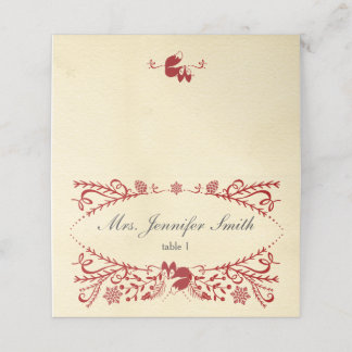 Carte De Placement Jour de Noël du renard couché dans le bois d'hiver