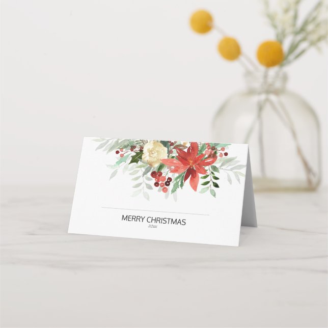Carte De Placement Joyeux Dîner de Noël Carte de séjour pliée (Devant)