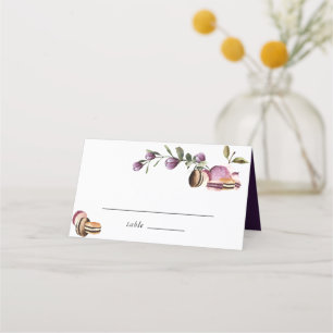 Carte De Placement Joyeux Macaron Élégant Violet Floral Moderne