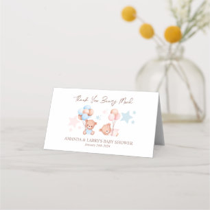Carte De Placement Jumeaux Fille Garçon Ours en Peluche Baby Shower S