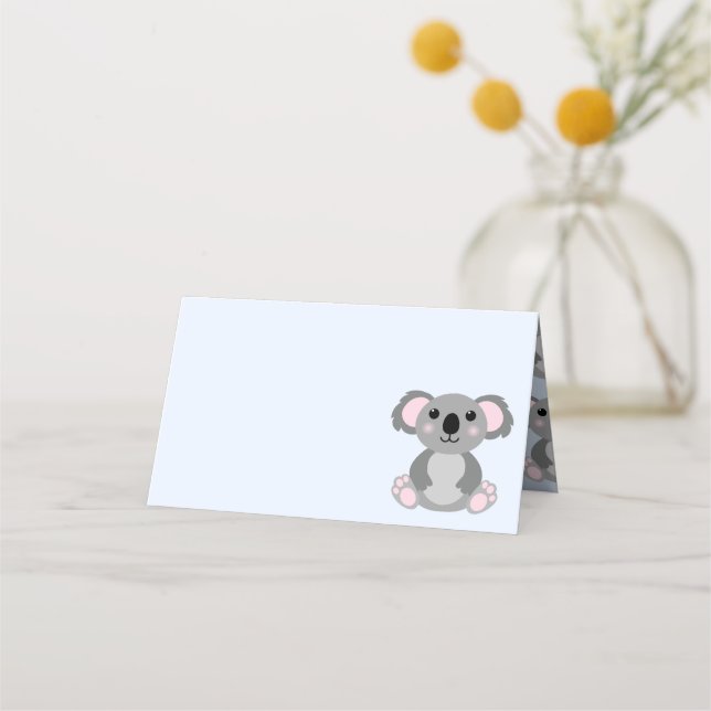 Carte De Placement Koala Bear Baby shower Blue Boy (Devant)
