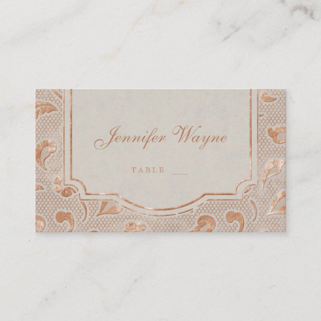 Carte De Placement Kraft or dentelle mariage campagnard rustique cart (Devant)