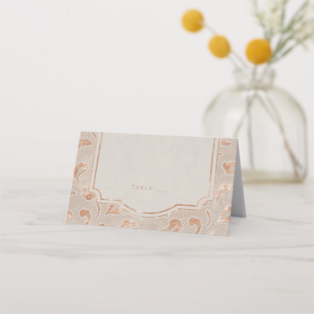 Carte De Placement Kraft or dentelle mariage campagnard rustique cart (Devant)