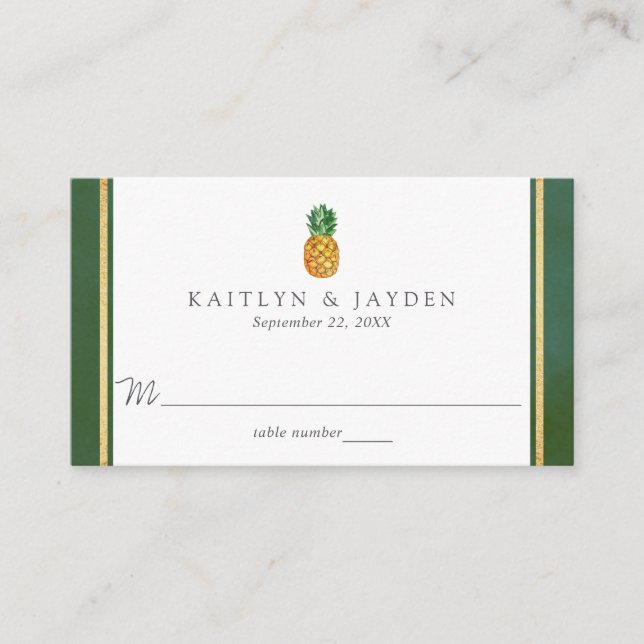 Carte De Placement La collection de Mariages d'ananas tropicaux (Devant)