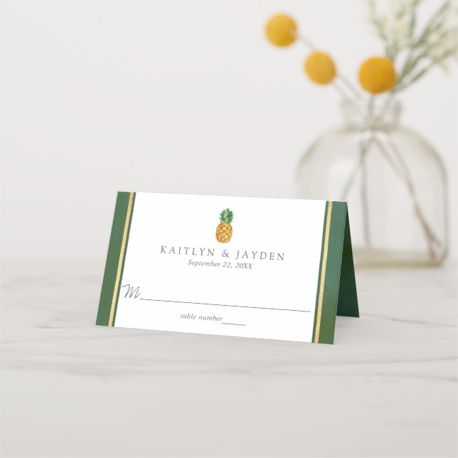 Carte De Placement La collection de Mariages d'ananas tropicaux (Devant)