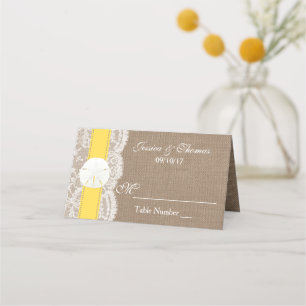 Carte De Placement La collection de mariages de plage de sable jaune