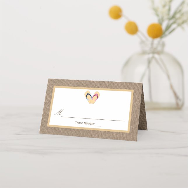 Carte De Placement La collection de Mariages Flip Flop Sand Beach Bur (Devant)