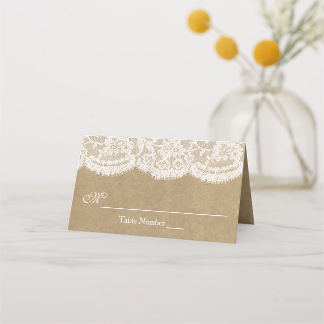 Carte De Placement La collection de Mariages Kraft & Lace (Devant)