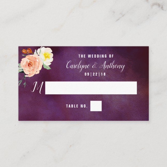 Carte De Placement La Collection Mariage Romance In Bloom (Devant)