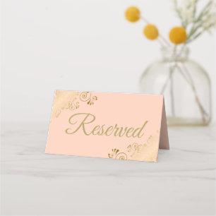 Carte De Placement Lacy Gold Coral Peach Elégant Mariage Réservé
