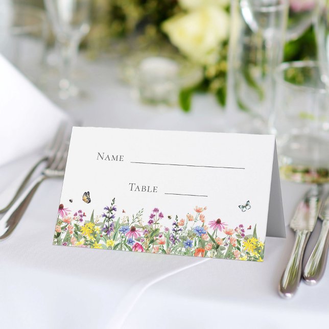 Carte De Placement Lancement de mariage Fleurs sauvages et papillons (Créateur téléchargé)