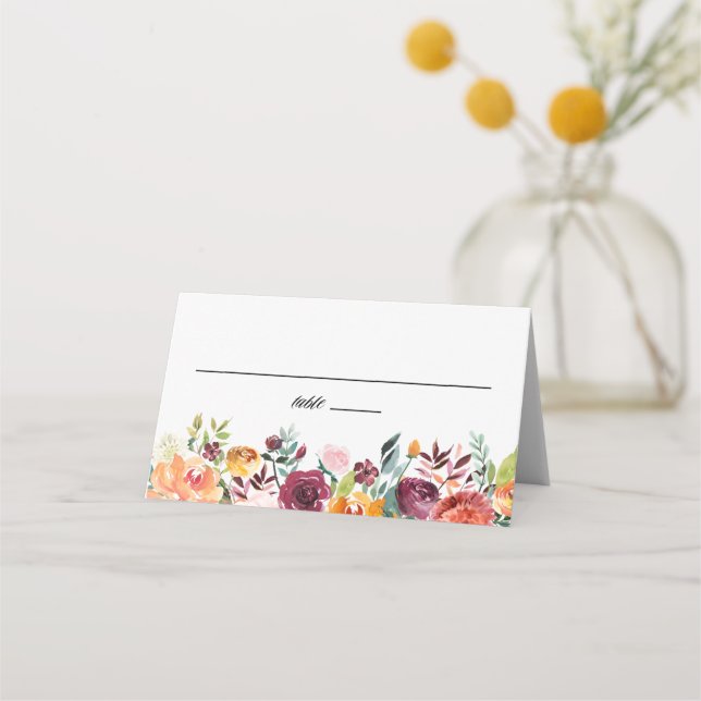 Carte De Placement L'automne fleurit Floral Garland Mariage de automn (Devant)