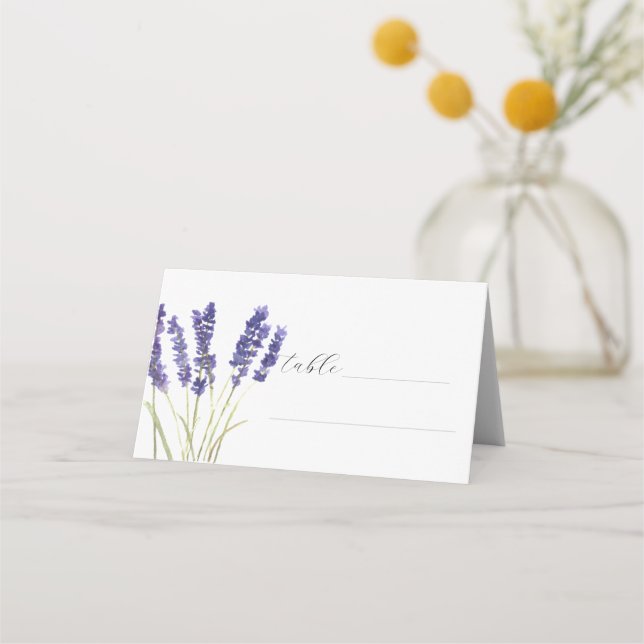 Carte De Placement Lavande Aquarelle Fleur violet Mariage Floral (Devant)