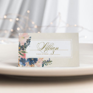 Carte De Placement L'élégance sauvage   Navy Blush & Gold Mariage