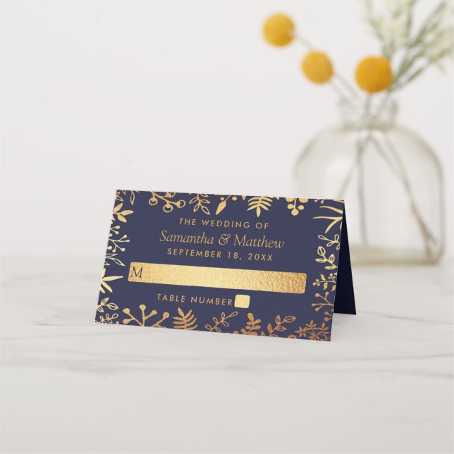 Carte De Placement L'élégante collection de Mariages floraux marine e (Devant)