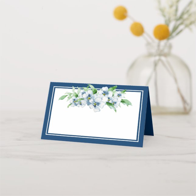 Carte De Placement L'élégante réception florale marine et blanche (Devant)