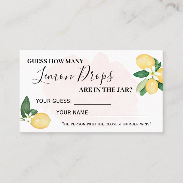 Carte De Placement Lemon Combien de baisers Fête des mariées rose Car (Devant)