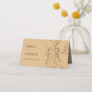CARTE DE PLACEMENT LIGNE RUSTIQUE JAUNE MODERNE OCRE DESSINÉE FLORALE