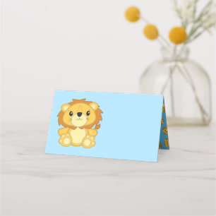 Carte De Placement Lion Baby shower bleu