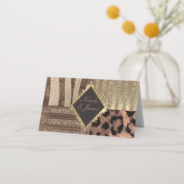 Carte De Placement Lioness Safari Jungle Glam Modern Table Numéro (Devant)