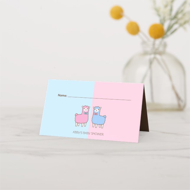 Carte De Placement Llama Genre Révéler Baby shower Carte Place (Devant)