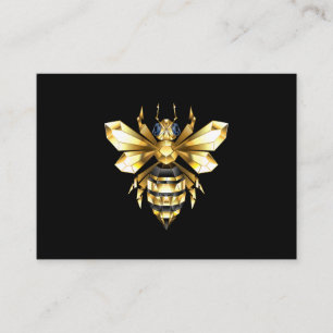 Carte De Placement Logo Faux Gold Foil Bee Polygonal sur Noir