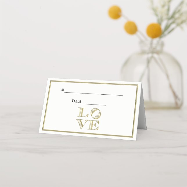Carte De Placement LOVE Graphic Text - Faux Gold (Dos)