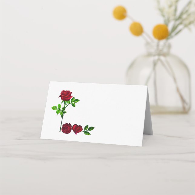Carte De Placement LOVE - Romantique carte de Rose peint à la main (Devant)